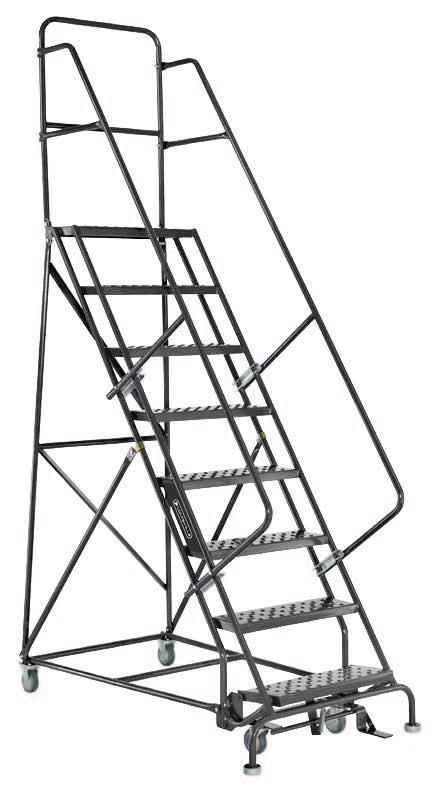 3 Step Steel Warehouse Rolling Ladder - With Handrails - T.P. Supply ...